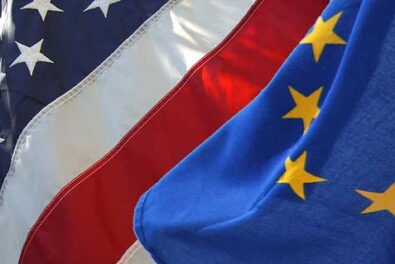 US and EU flags together, Creative Commons License